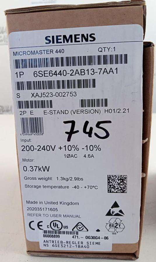 Siemens Micromaster 440 Frequenzumrichter 6SE6440-2AB13-7AA1