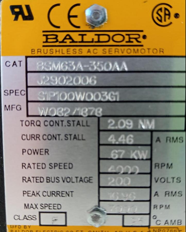 Baldor bürstenloser Servomotor BSM63A-350AA