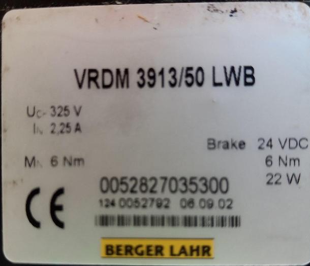 2002 Berger Servo Motor VRDM3913/50LWB