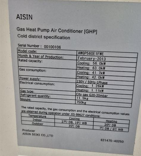 Gebraucht Aisin Gaswärmepumpe AWGP560E1-NFWE
