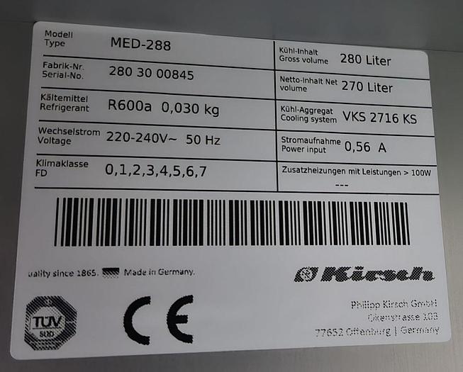 Gebraucht Kirsch Medikamentenkühlschrank Modell MED-288