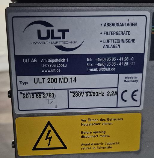 Gebraucht Absauganlage für Schadstoffabsaugung und Luftreinigung ULT 200 MD.14