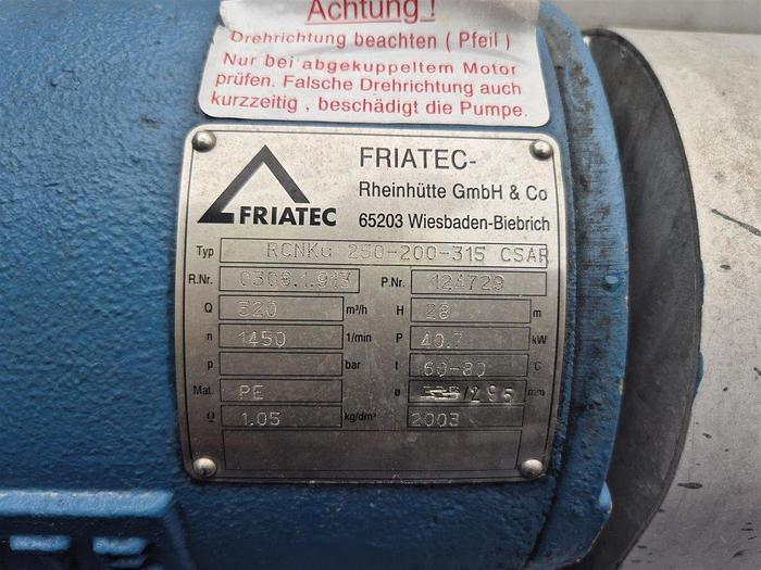Gebraucht Friatec Rheinhütte Kreiselpumpe RCNKu 250-200-315 CSAR mit Motor ABB M3BP 225 SMB 4