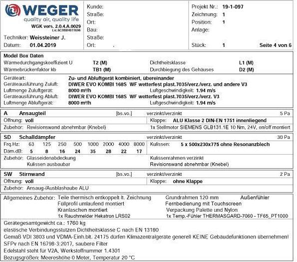 Gebraucht Weger Lüftungsanlage Imperia³ 8000 m³