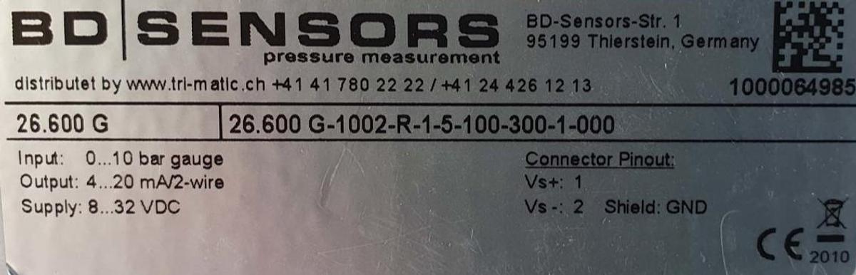 BD Sensors Drucksensor 26.600G
