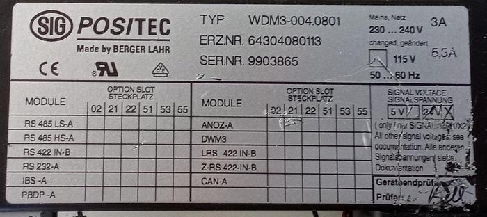 Gebraucht Berger Positec Servoregler Servo Controller 230/240V 3A WDM3-004.0801
