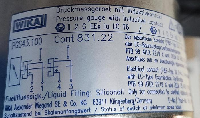 Wika PGS43.100…LM-F50 Druckmessgerät mit integrierter Kontakteinrichtung NEU