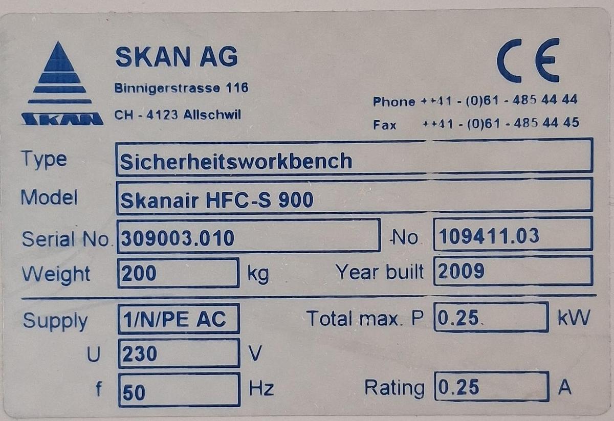 Gebraucht SKAN Skanair Sicherheitswerkbank HFC-S 900