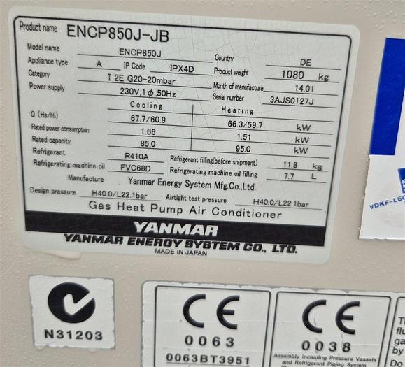Gebraucht Yanmar Gaswärmepumpe ENCP850J-JB