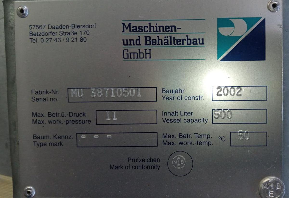 Gebraucht Maschinen und Behälterbau Drucklufttank 500 ltr/11 bar