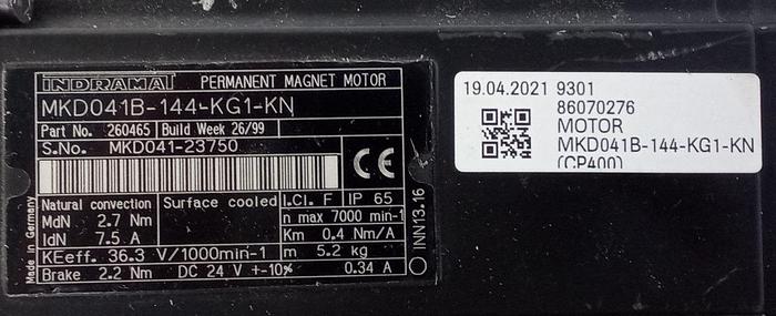 Gebraucht Indramat Permanent Magnet Motor MKD041B-144-KG1-KN