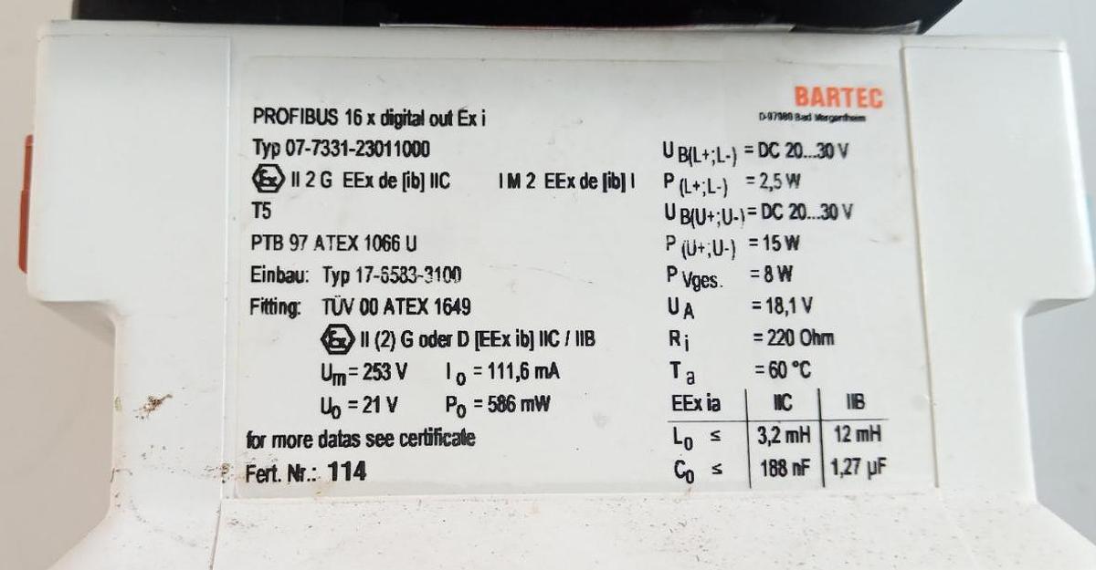 Gebraucht Bartec Profibus 16xdigital out Exi 07-7331-2301100