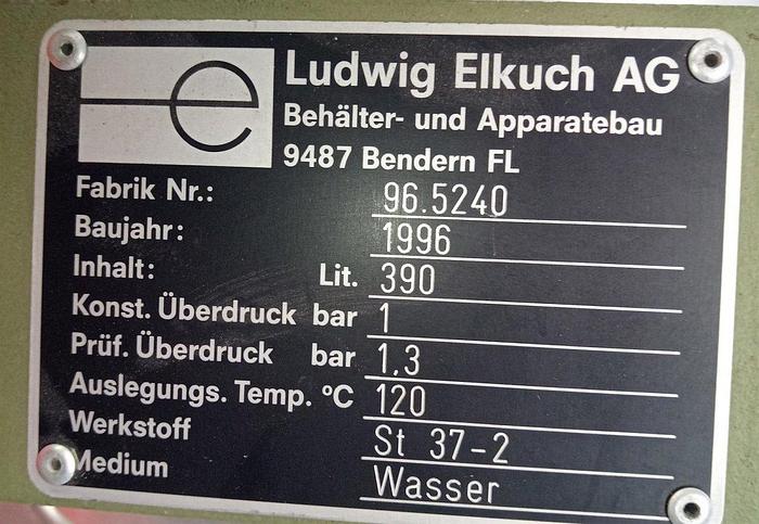 Gebraucht Ludwig Elkuch Wärmetauscher Stahl 37.2 390 ltr