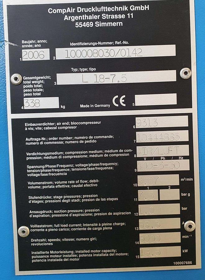 Gebraucht Compair Schraubenkompressor L18