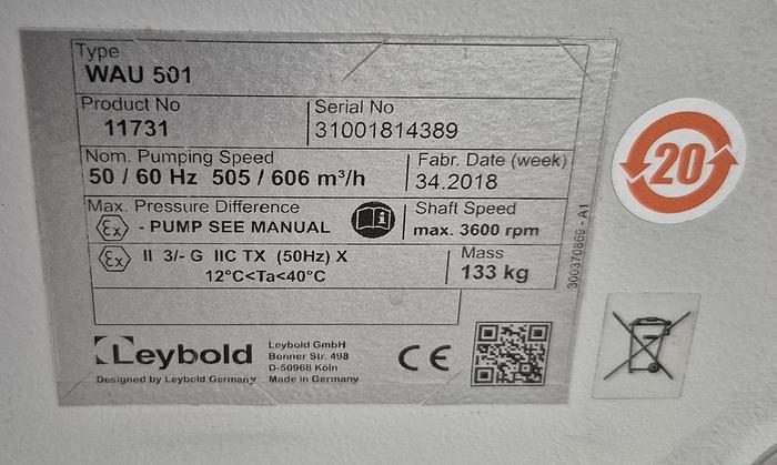 Gebraucht Leybold Wälzkolbenvakuumpumpe RUVAC WAU 501