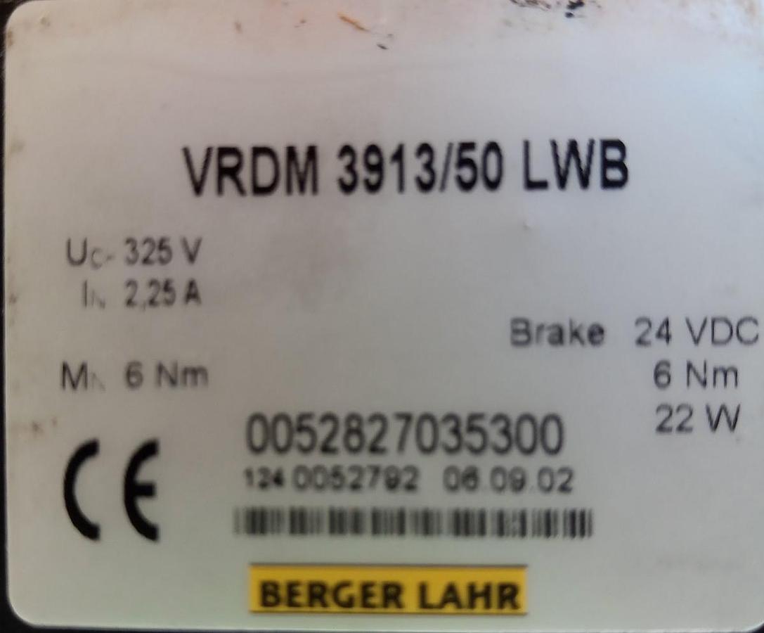 2002 Berger Servo Motor VRDM3913/50LWB