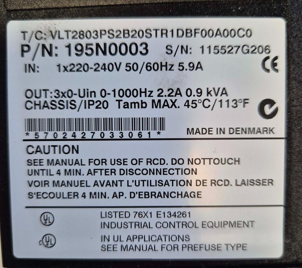 Gebraucht Danfoss Frequenz Umrichter - VLT2803PS2B20STR1DBF00A00C0