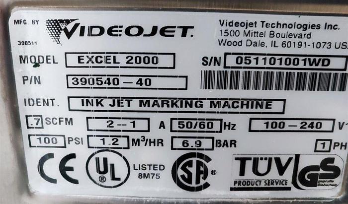 Gebraucht VideoJet Excel Serie 2000 Tinten-Jet-Coder-Drucker