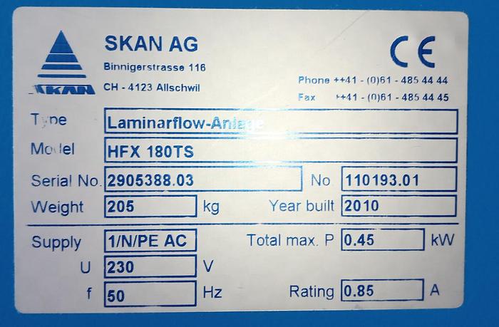 Gebraucht Skan Workstation Laminarflow-Anlage HFX180TS