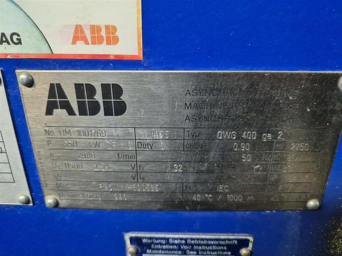 Gebraucht ABB Hochspannungs-Asynchronmotor QWG 400 ga 2 350Kw