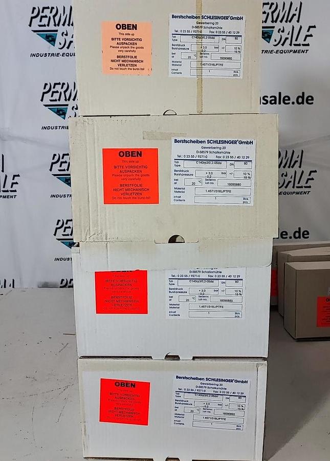 SCHLESINGER Berstscheiben C14Orp3/0,2-05dsi Berstdruck: +3,0 bar / -0,2 bar 1.4571/316L/PTFE DN80