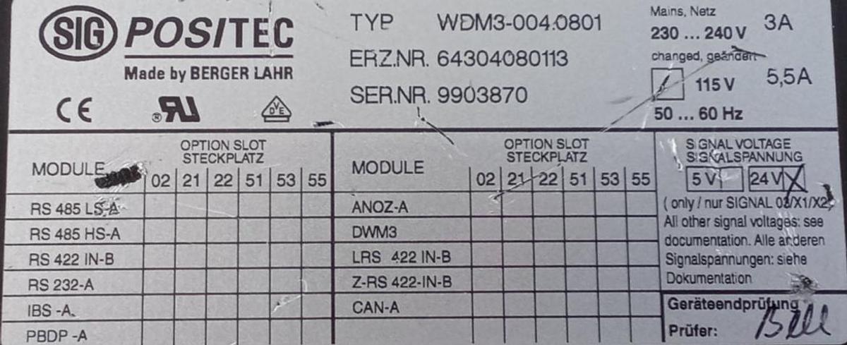 Gebraucht Berger Positec Servoregler Servo Controller 230/240V 3A WDM3-004.0801