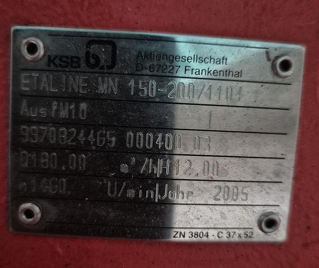 Gebraucht KSB Etaline MN 150-200/1104 Inline-Kreiselpumpe