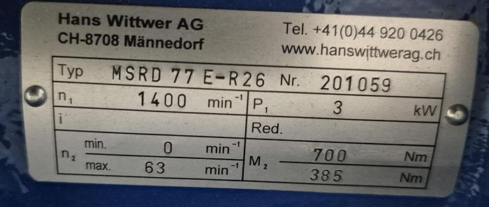 Überholt Wittwer AG Getriebemotor MSRD 77 E-R26