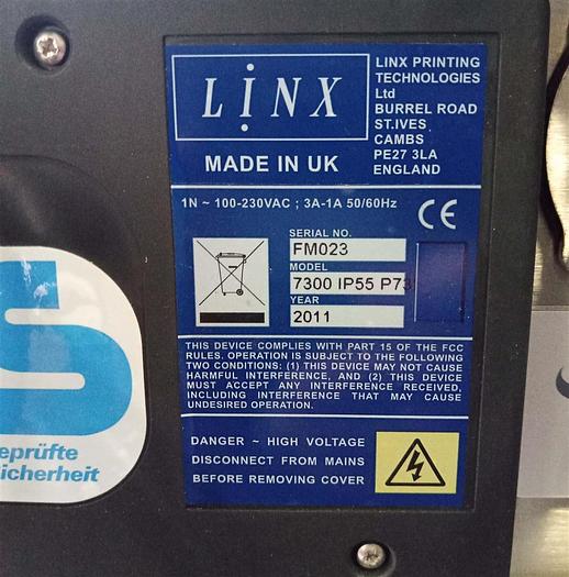 Gebraucht LINX 7300 IP55 P73 Industriedrucker mit Druckkopf Ultima 3103 C