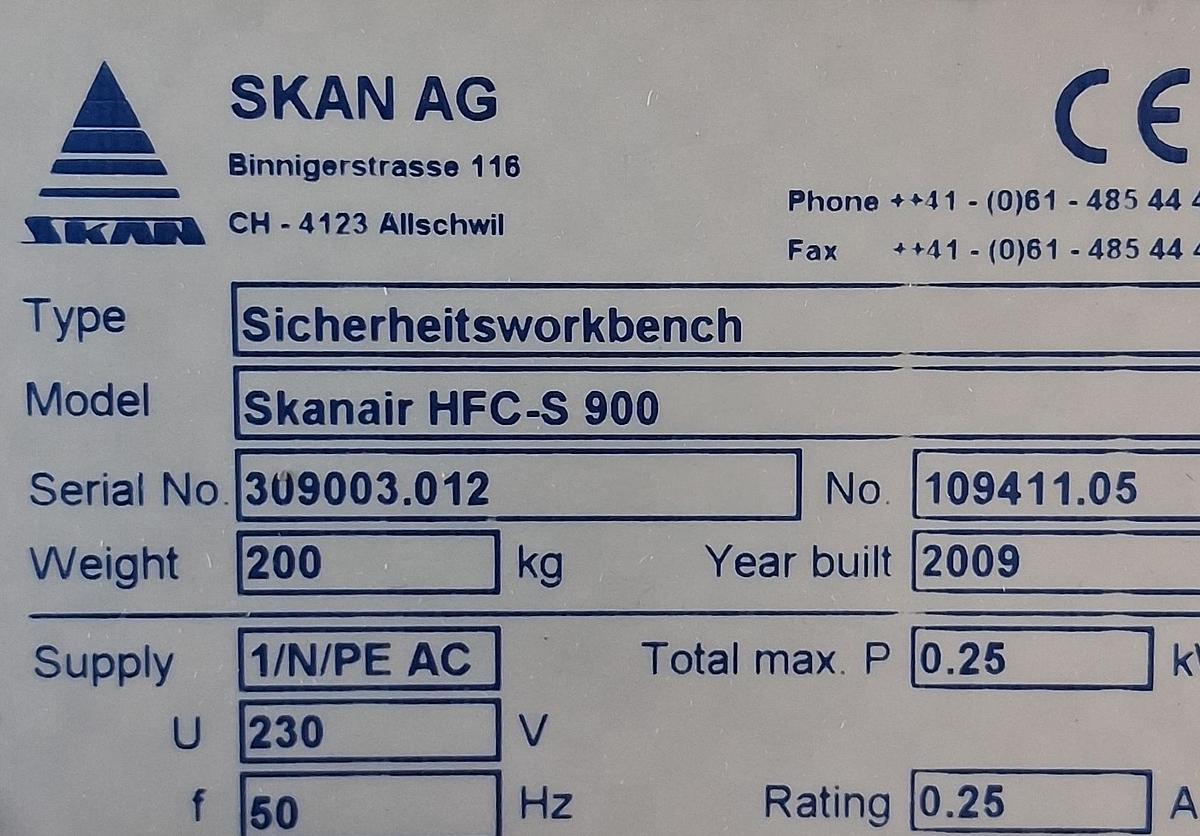 Gebraucht SKAN Skanair Sicherheitswerkbank HFC-S 900