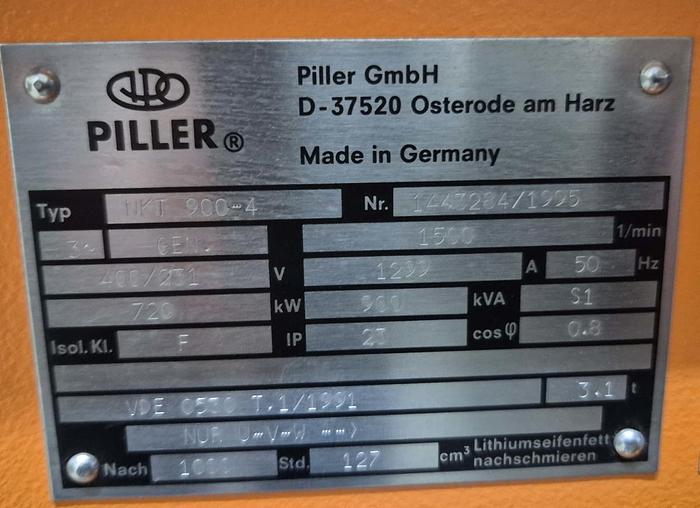 Gebraucht MTU Diesel-Notstromaggregat 8V396 TC34 mit Piller Generator NKT900-4