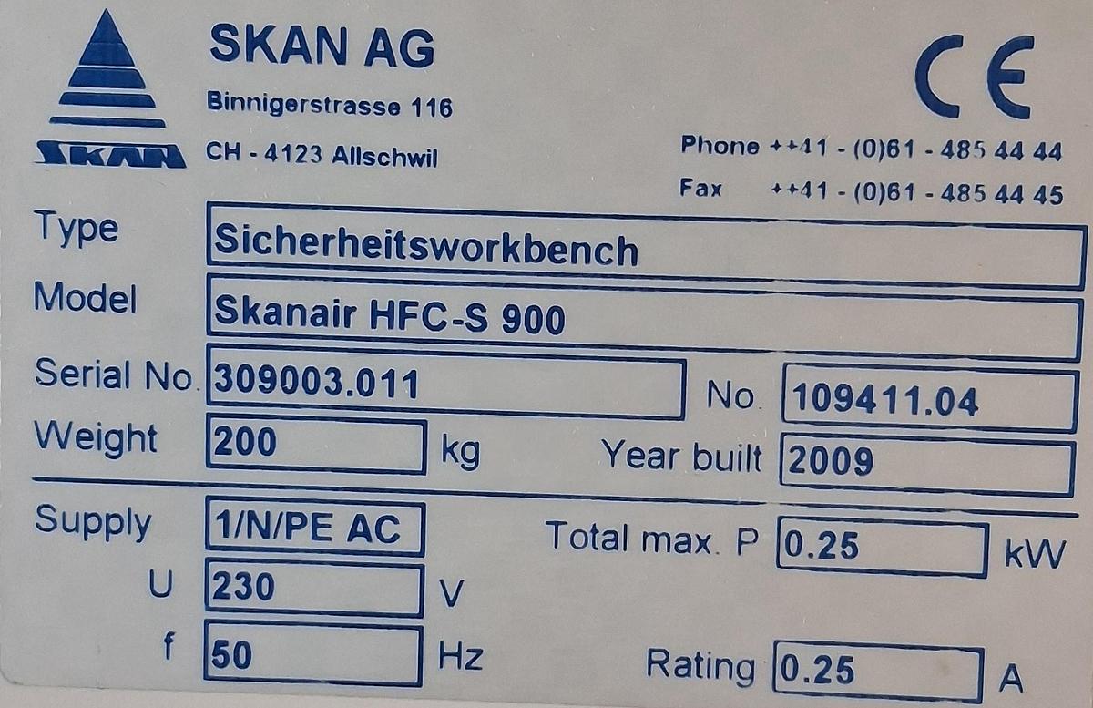 Gebraucht SKAN Skanair Sicherheitswerkbank HFC-S 900