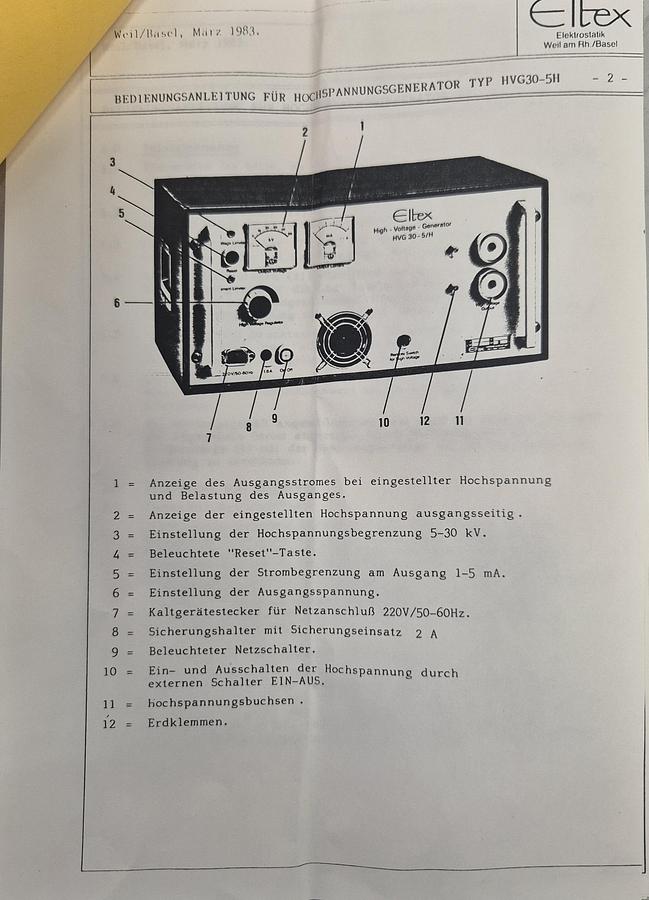 Gebraucht Eltex Hochspannung Generator HVG30-5/H
