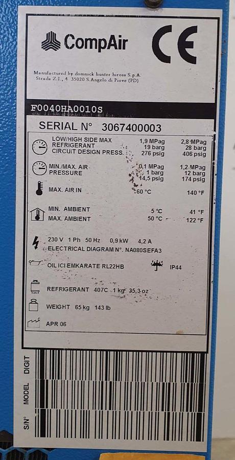 Gebraucht Compair Drucklufttrockner F40H