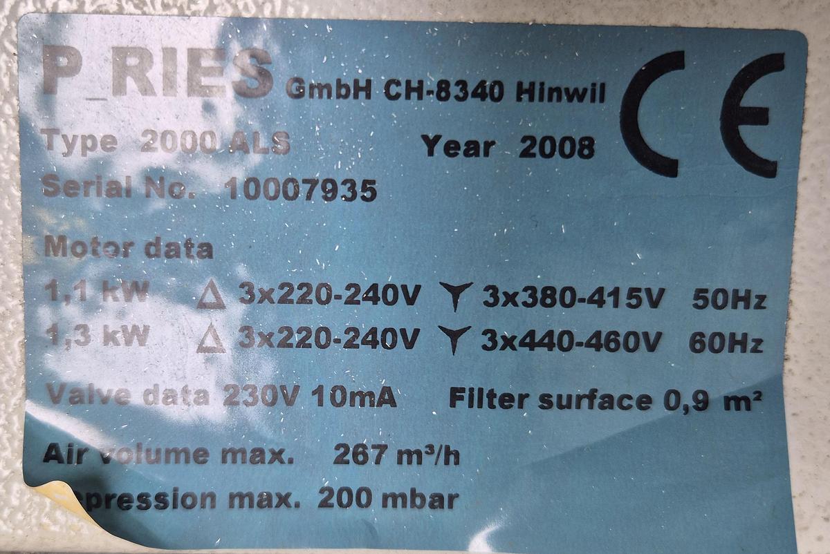 Gebraucht P. RIES Absaug- und Filtereinheit vom Typ 2000 ALS
