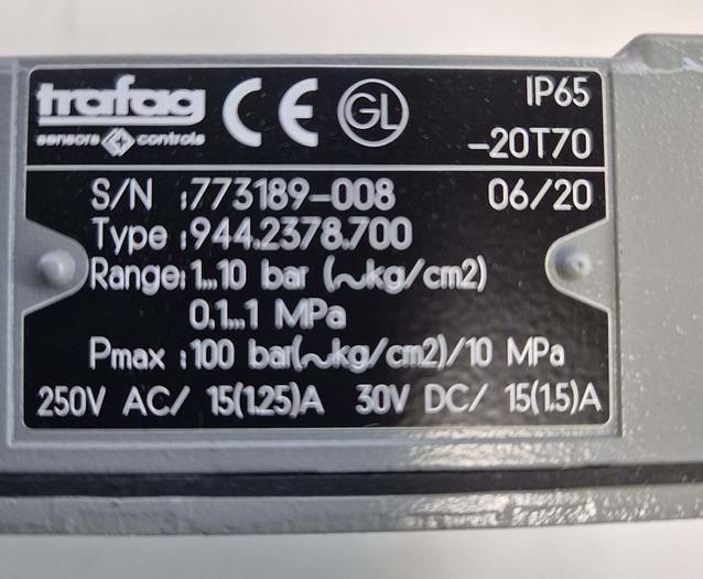 Trafalg Kolben Pressostat PK10 - Typ 944.2378.700