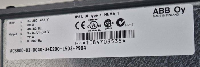 ABB OY Frequenzumrichter ACS800-01-0040-3