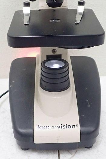 Used Ken-A-Vision Model T-1201C Monocular Microscope w/ 3 Objectives 4x, 10x, 40x