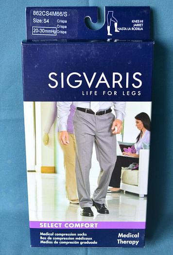Used Sigvaris S4 Compression Socks Stocking Knee-Hi 20-30 mmHg 862CS4M66/S Crispa New