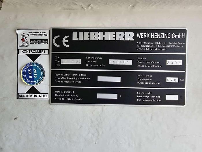 Used Liebherr Harbour Crane Model LHM 320, Year 2005