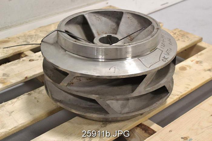 Used Goulds 3405 Goulds 3405 Impeller, 12X14X14, 14.5" Impeller Diameter, 6 Vane, Stainless Steel Impeller, Split, Staggered, Skewed #25911