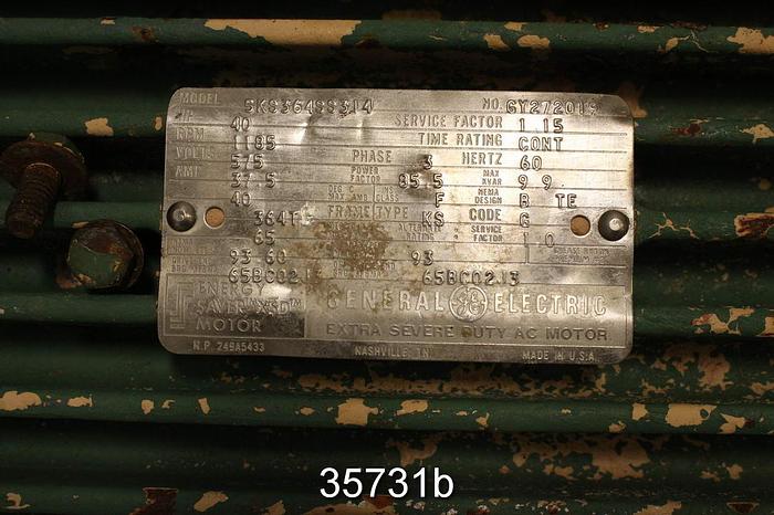 Used General Electric 40 Hp, 1185 Rpm, 575 Volt Ac Motor #35731