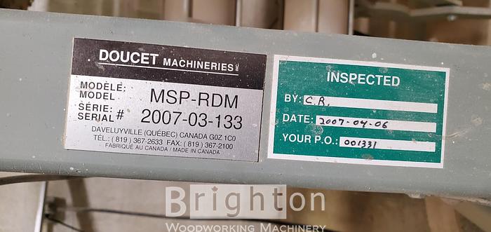 Used 2007 Doucet Machineries MSP-RDM Door Machine