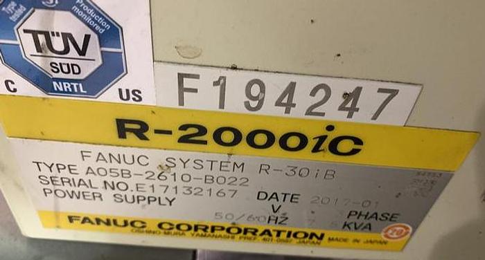Used FANUC R2000iC/125L 6 AXIS CNC ROBOT WITH R30iB CONTROLLER, IR VISION, 125KG X 3,100 MM H REACH