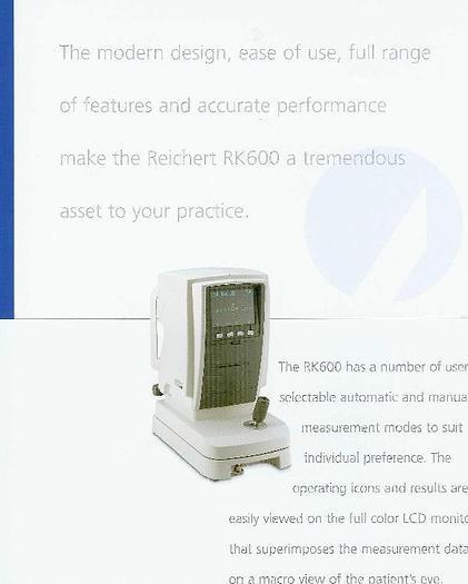 Refurbished Reichert RK 600 Auto Refractor Keratometer