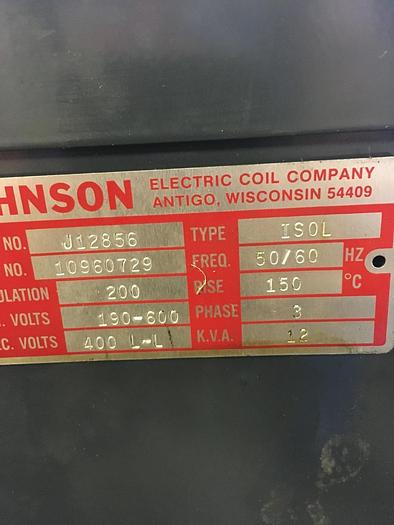 Used 12 Kva Multi-tap Johnson Electric Co. Transformer,