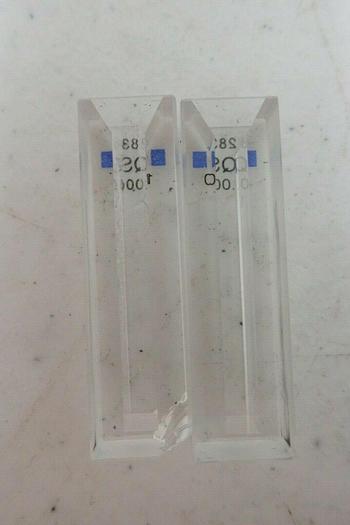 Used (2) Fisher Scientific 283 QS 1.000 14-385-914A Quartz Semimicro Cells Cuvettes