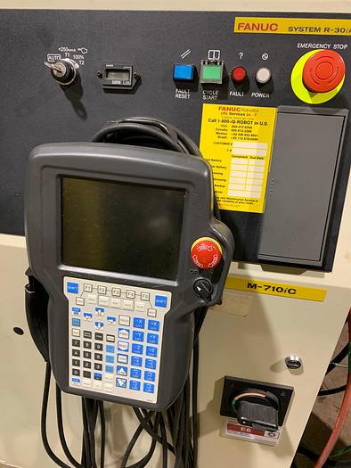 Used FANUC M710iC/70T GANTRY ROBOTIC SYSTEM, R30iA, 8' TALL RAIL X 11'6" OF TRAVEL