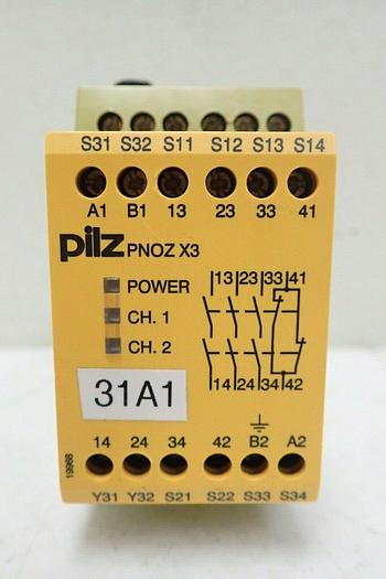 Used Pilz PNOZ X3 Safety Relay 774318 230VAC/24VACDC 3n/o 1n/c 1so 774316132594