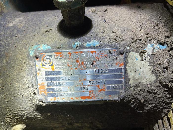 Used GOULD 3196 3X4-13 CENTRIFUGAL PUMP 316 SS 80 HP